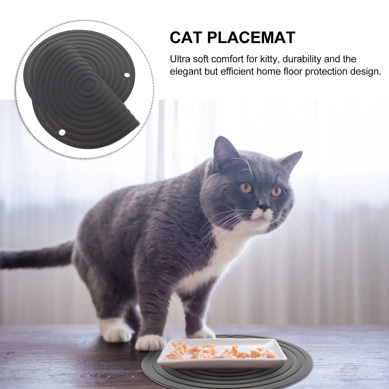 

2 Pcs Silicone Heat Insulation Pad Pet Use Placemat for Cat Bowls Insulated Feeding Silica Gel Easy to Clean