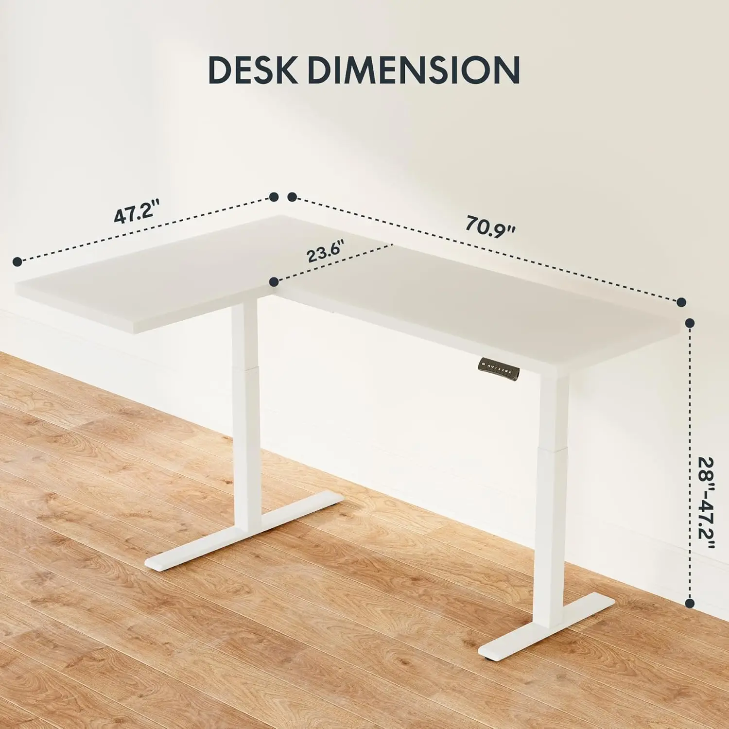 71-Inch Large Dual Motor L-Shaped Electric Height Adjustable Standing Desk - Reversible Panel -