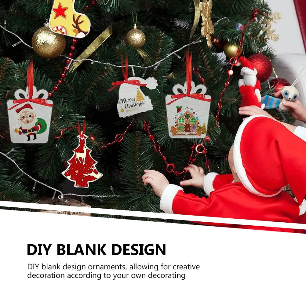 

40Set Christmas Tree Transparent Acrylic Ornament Blanks DIY Hanging Clear Pendants Xmas Decorations Party Favors