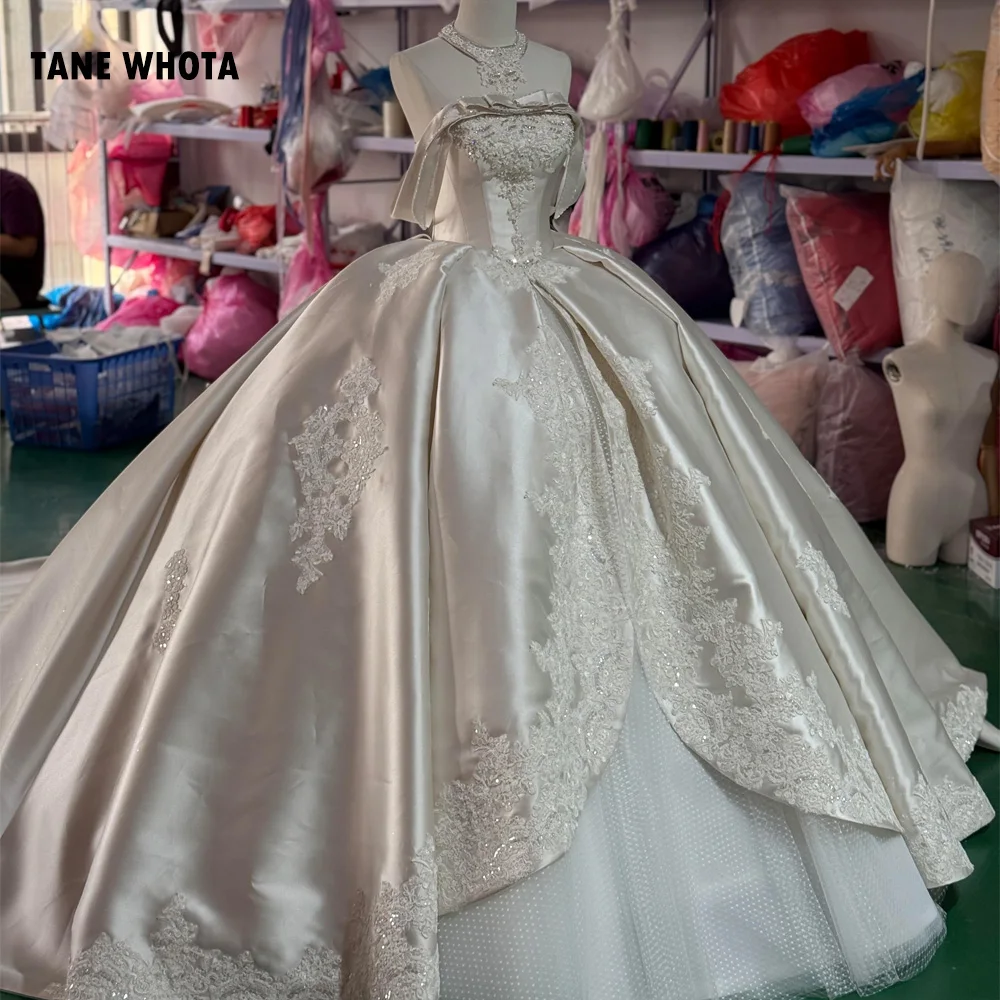 Vestido De Novia Strapless Wedding Dress Lace Up Back Ball Gown Sequined Beading Embroidery Customized Luxury Bridal Dress