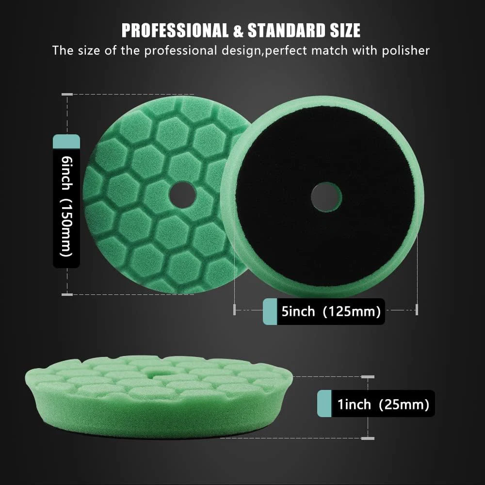 5Pcs 5 Inch Hex-LogiK Polishing Sponges Wax Sponge Car Polishing Pad, Foam Set For Eccentric Polishing Machine / Sanding Machine