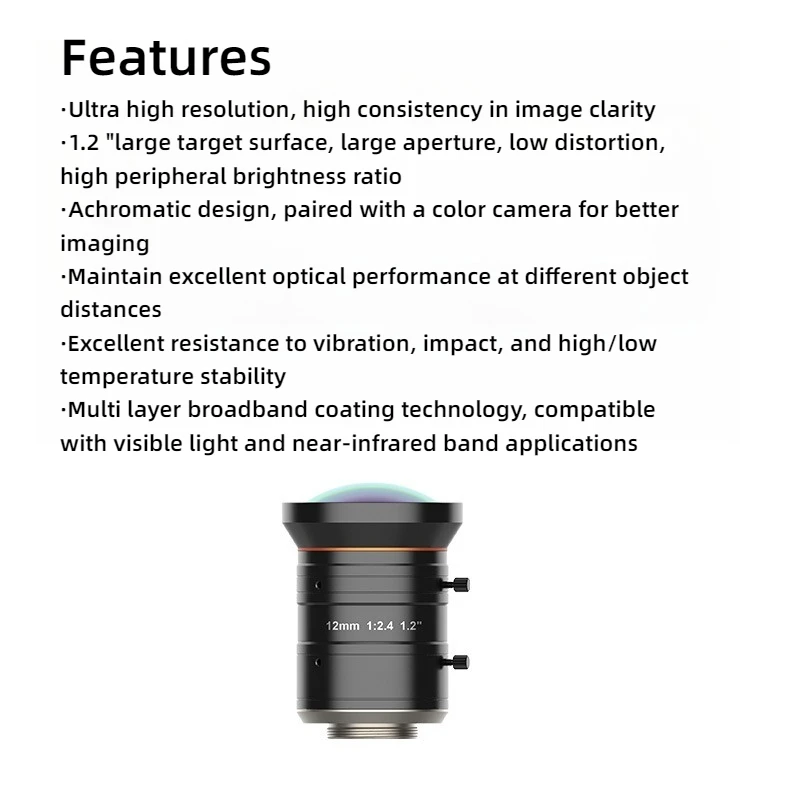 MVL-KF1224M-25MP Camera Lens Industrial Inspection Lens 1.2 