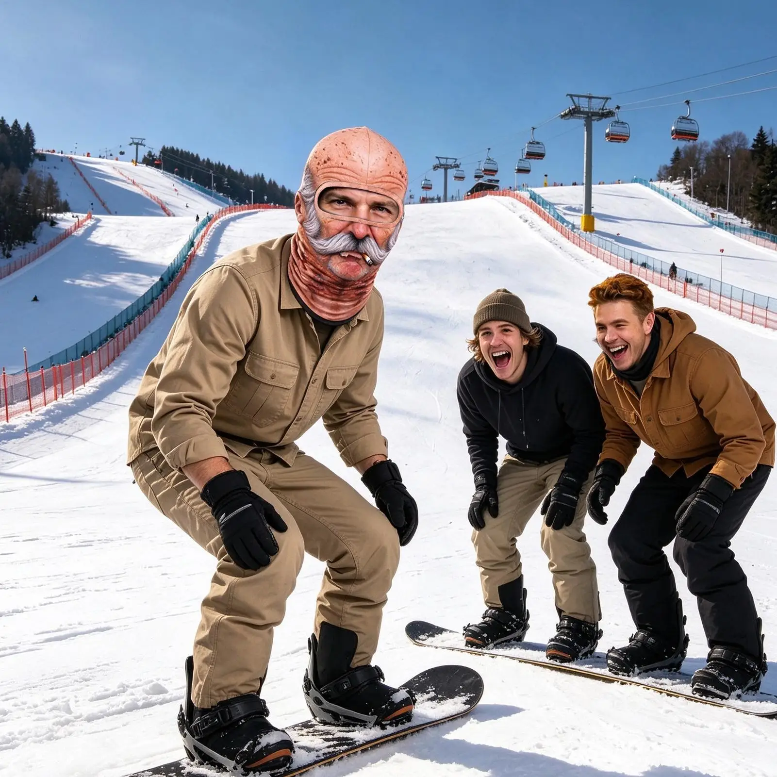 Funny 3D Face Printed Old Man BalaclavaFull Coverage Breathable Eye Hole Face Mask White Mustache Elastic Ski Mask Hood