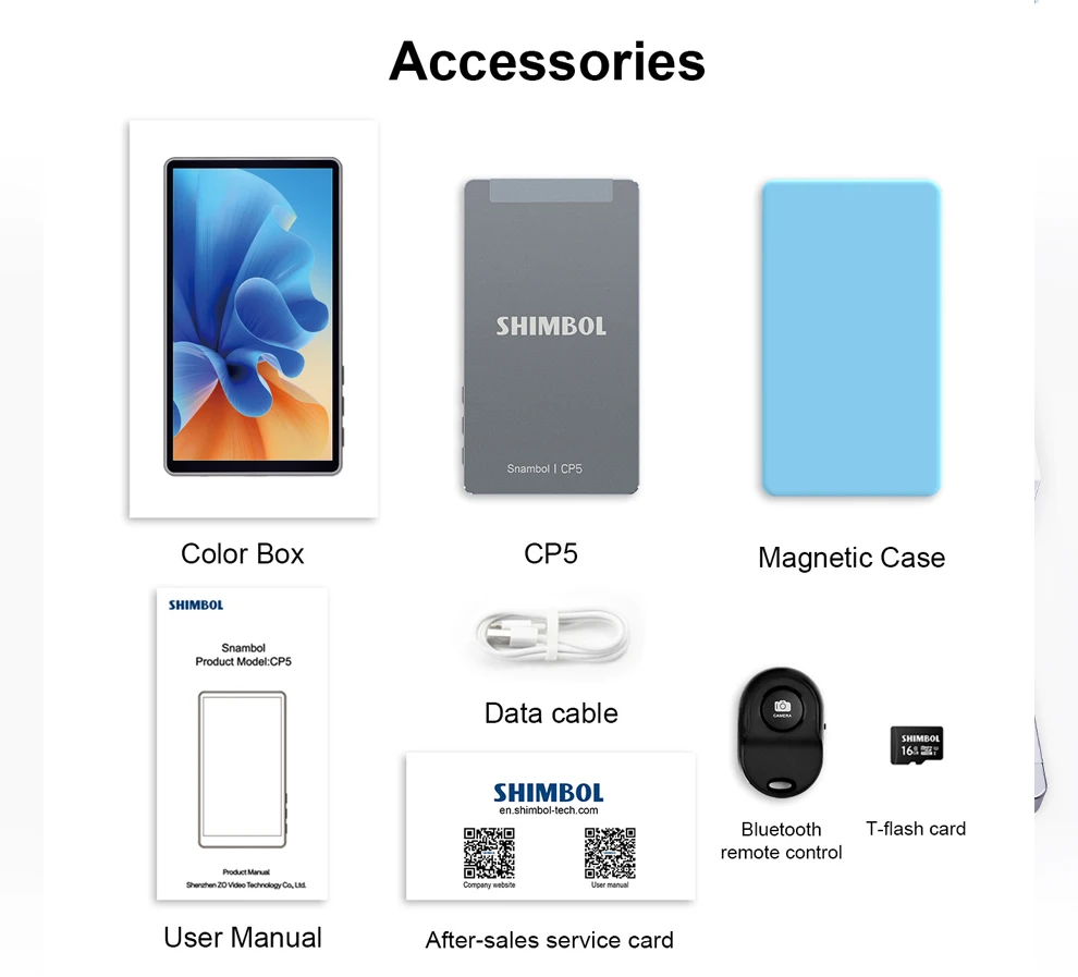 Shimbol CP5 1080p Full HD 5 ''tela sensível ao toque câmera traseira monitor selfie para transmissão ao vivo Vlog para compatível com iPhone Android