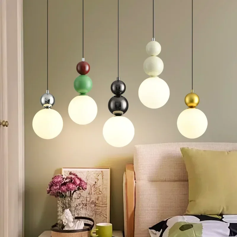 

Nordic Chandeliers for Living Room Decor Home Bedroom Bedside Lamp Dining Table Lighting Fixture Macaron Roller Molded Lampshade