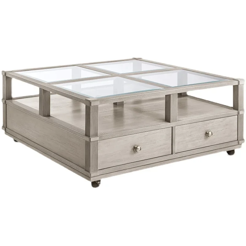 

Furniture Murray Impression Solid Wood Coffee Table French Square Coffee Table Light Luxury Living Room Art Coffee Table