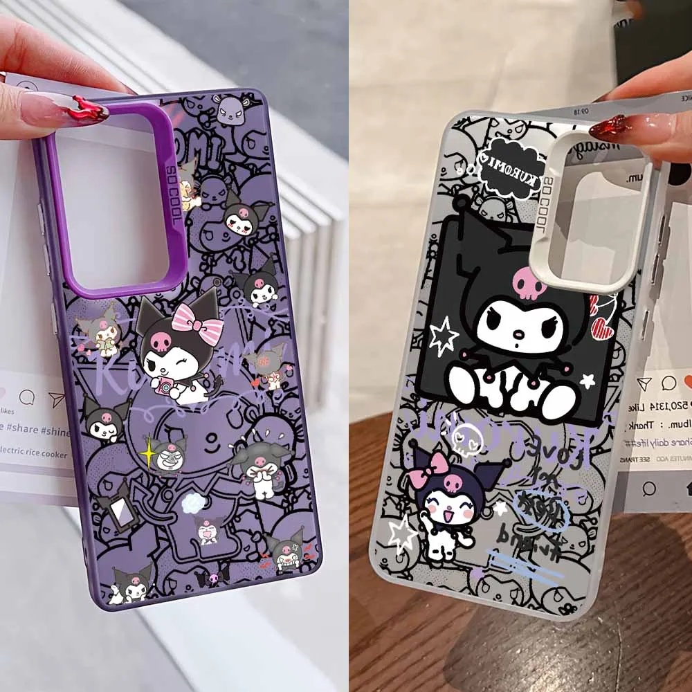 الكرتون لطيف Kuromi ل Xiaomi Poco M3 M2 M4 M5 X3 F5 X6 F6 M6 X7 F7 C31 C40 C75 C55 C65 NFC الملونة الفضة جراب هاتف