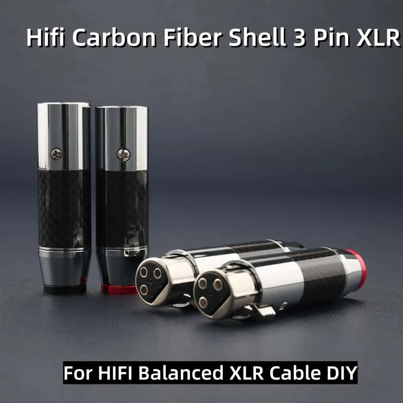4PCS 2 Pair Rhodium Plated Carbon Fiber 3 Pin XLR Male Female Plug Solder DIY HIFI Balanced Audio Cable Connector Set