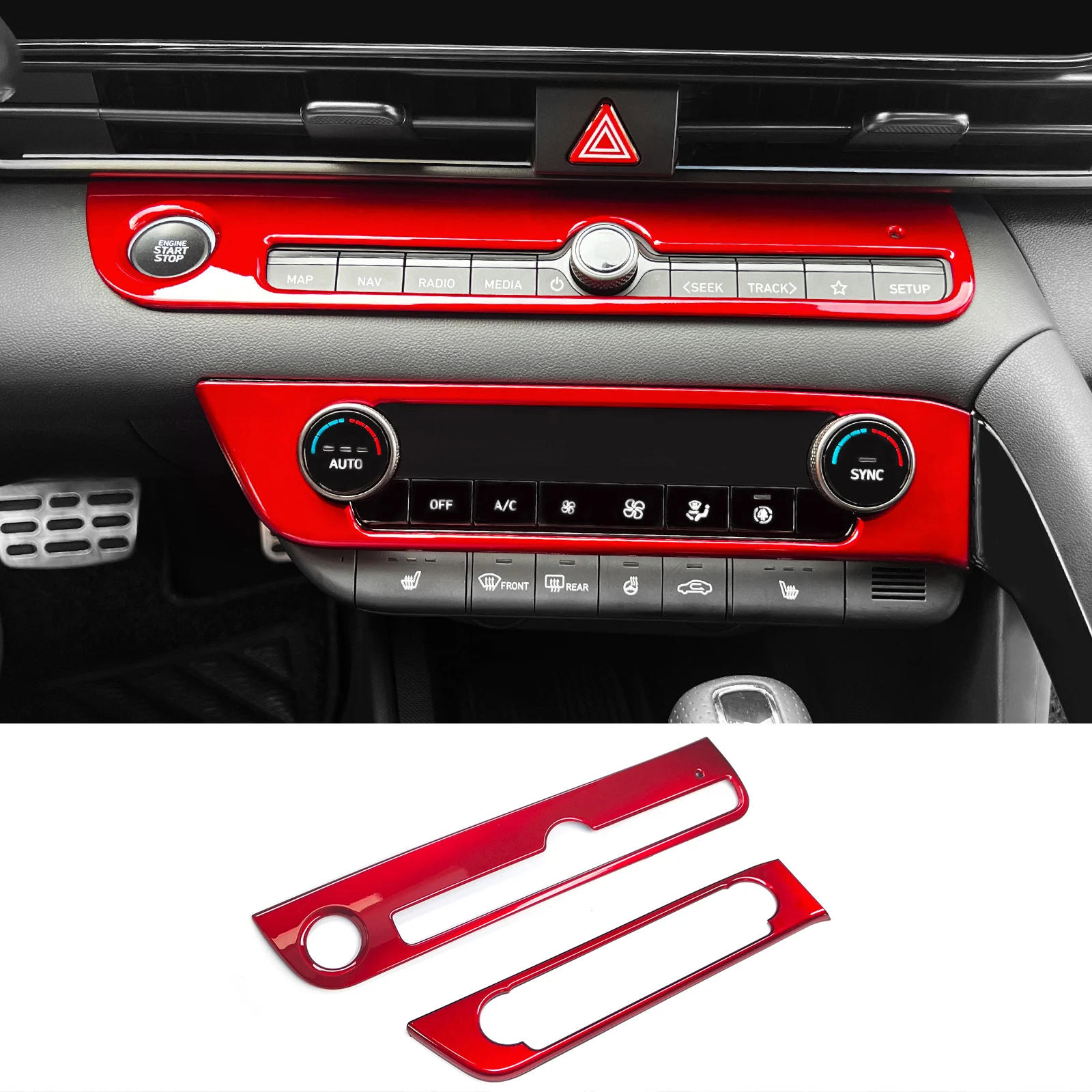 

2pcs For Hyundai Elantra CN7 N Central Center Air Conditioner Adjustment Button Cover Start Stop Switch Trim Panel Interior