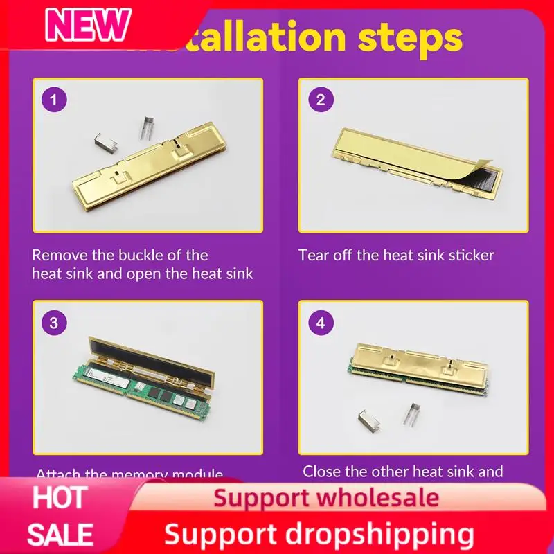Superior 2Pcs Pure Copper RAM Heatsink Radiator For Ram Memory Cooler Cooling Heat Sink Desktop Memory Radiator DDR2 DDR3 DDR4