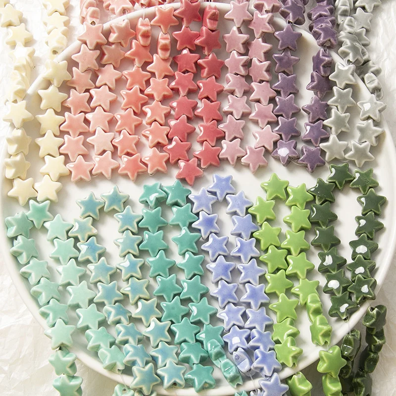 14mm Five Pointed Star Ceramic Beads Porcelain Loose Spacer Beads For Jewelry Making DIY Necklace Bracelet Crafts Accessories