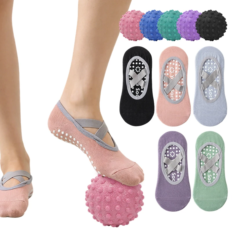 

1 комплект, женские носки для йоги TPR, силиконовые противоскользящие балетные носки для пилатеса, женские дышащие повязки с открытой спиной, спортивные носки для йоги