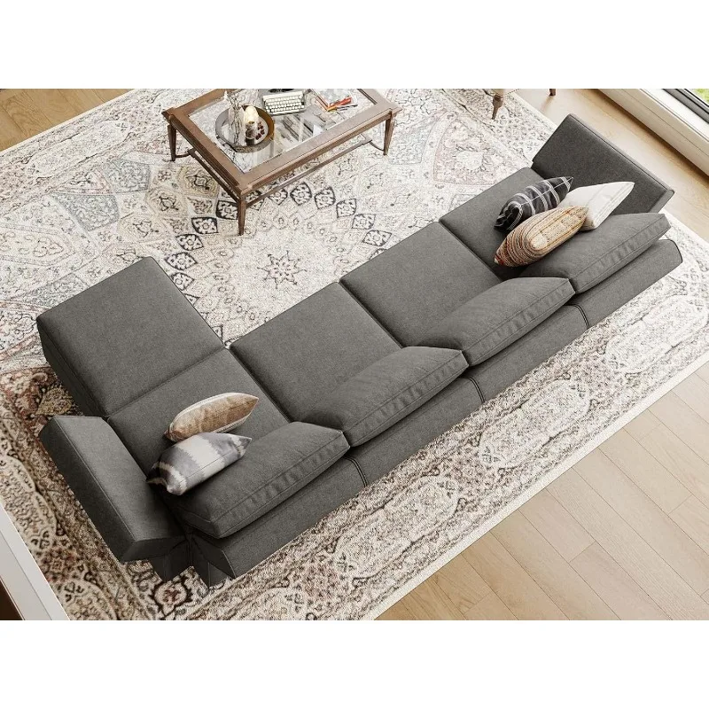 L-förmiges Sofa mit Sitz mit Stauraum, Stoff, modulare Sofagarnitur, wendbare Chaiselongue, L-Couch, Sofagarnitur, Grau