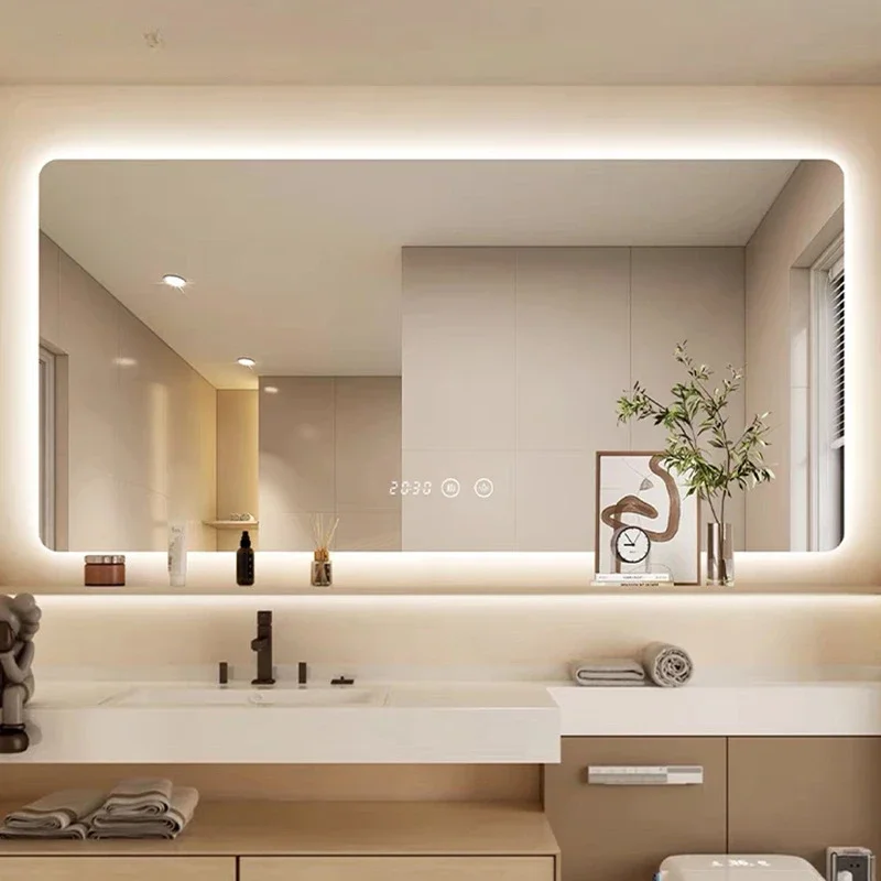 Multifunctional Square Smart Mirror Bathroom Defogging Bathroom Mirror Wall-mounted Cosmetic Mirror with Lamp Smart Mirror