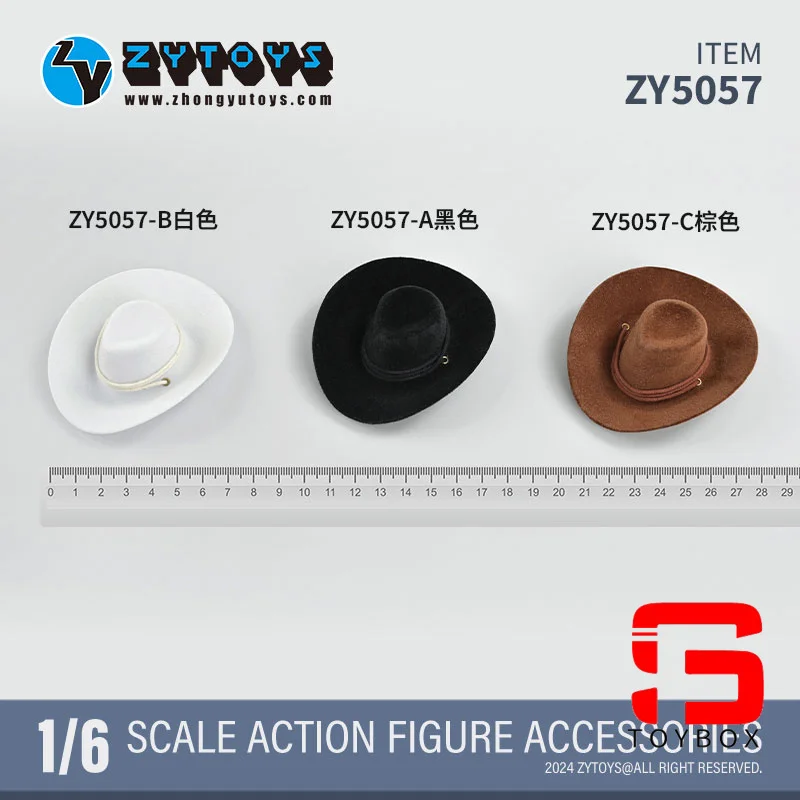 ZYTOYS ZY5057 1/6 Scale Male Cowboy Hat Casual Solid Color Hat Model Clothes Accessories Fit 12'' Soldier Action Figure Body