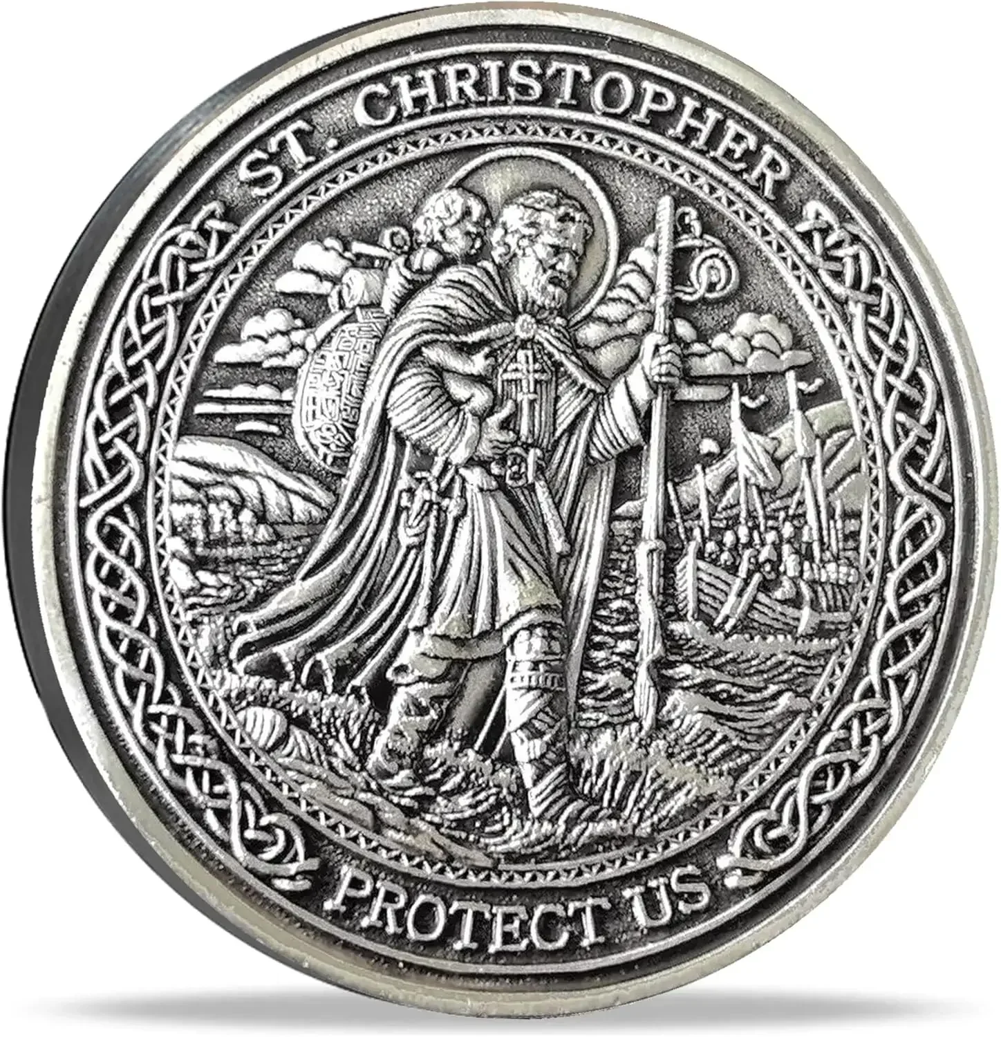 Saint Christopher Guardian Medallion: Divine Protector for Safe Travels — Christian Challenge Coin with Traveler's Prayer