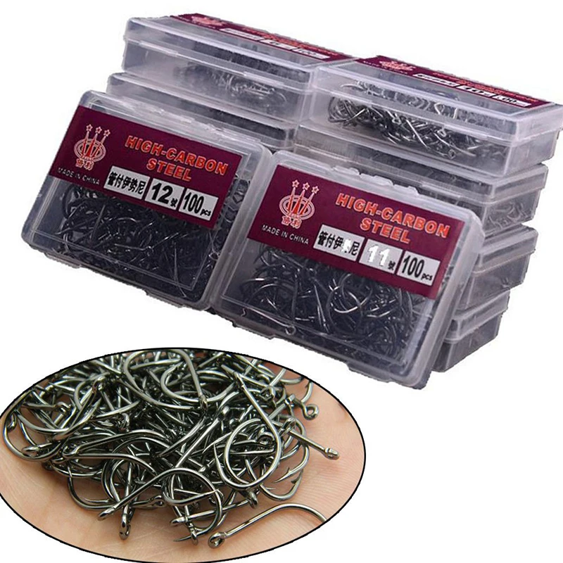 1Box Süßwasser Angelhaken Loch Starke Karpfen High Carbon Stahl Kreis Angelhaken Fisch Tackle Hohe Qualität Angelhaken set