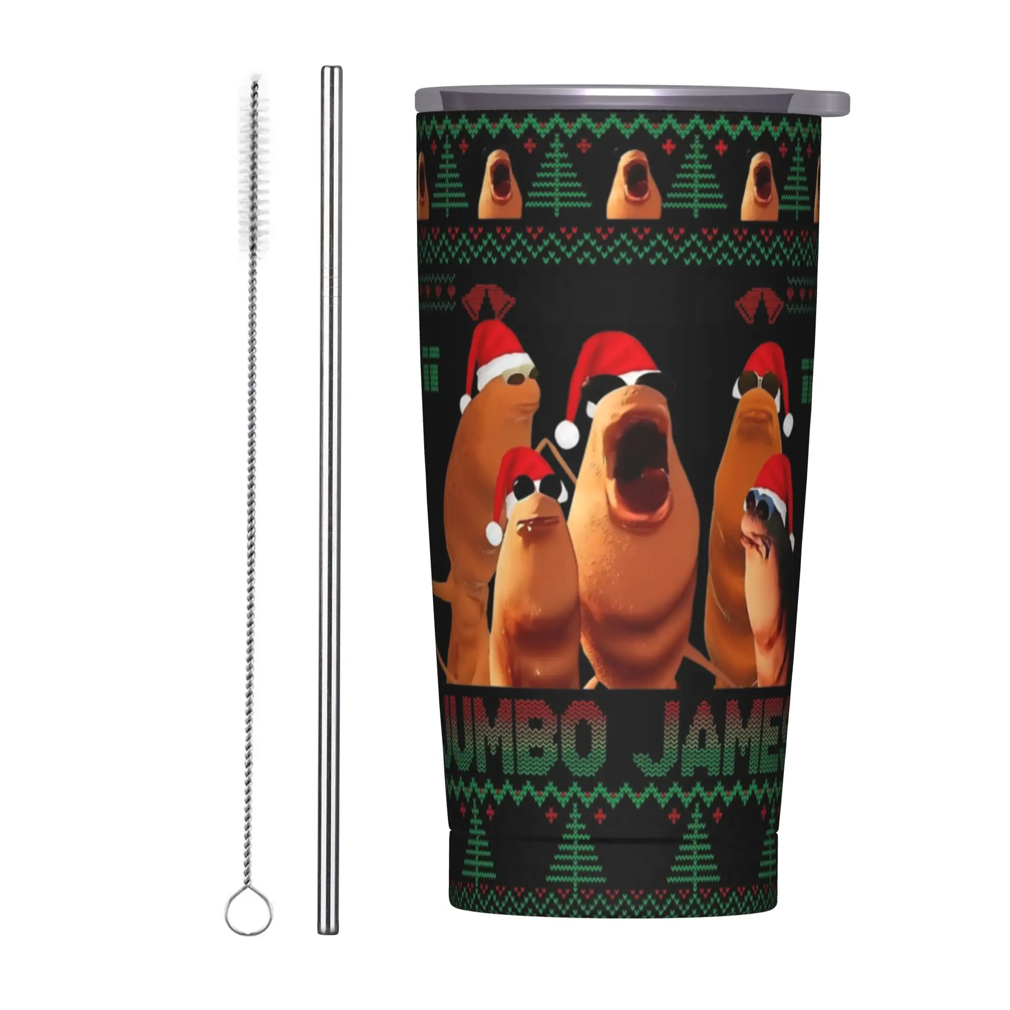 

Marcus The Worm Where Is Jumbo James Ugly Рождественский изолированный стакан с крышкой Термокружка из нержавеющей стали Портативная чашка 20 унций