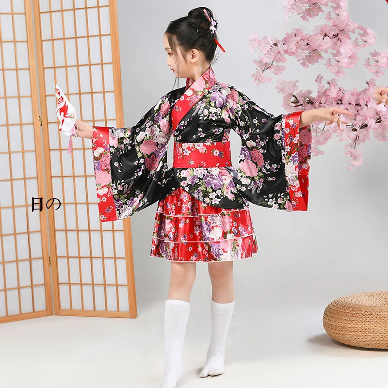 Japanese Women\'s Formal Dress Girls\' Kimono Pure Land Cosplay Anime Dance Costume Lolita Skirt Set