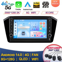 Button radio For VW/Volkswagen Passat B8 2015-QLED 4G Android 14 Car Radio GPS CANBUS Carplay Octa Core DVR No 2din
