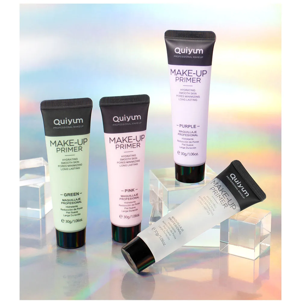 QUIYUM 4 Color Makeup Primer 30g, Color Correcting Face Base for All Skin Tones, Hydrating Lightweight Soft Tube Pore Minimizing