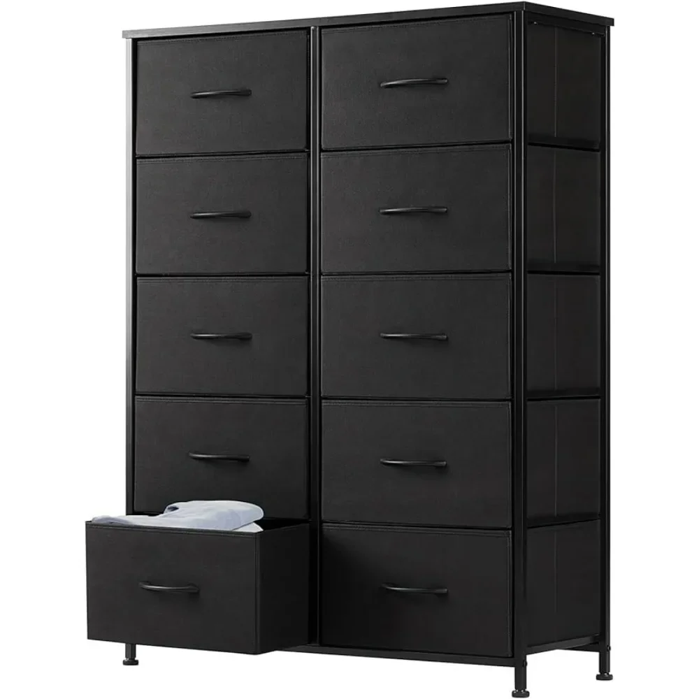 

Dresser for Bedroom, Fabric Storage Tower with 10 Drawers, Chest of Drawers with Fabric Bins, Sturdy Metal, Tall Storage Drawers