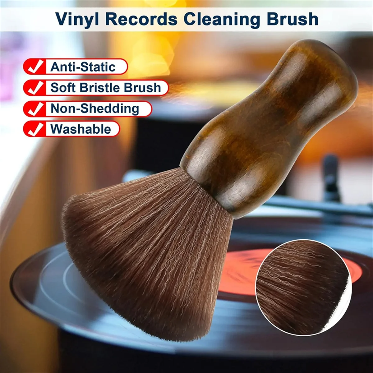 Efficient Vinyl Record Cleaning Brush Anti-Static Dust Record Cleaner