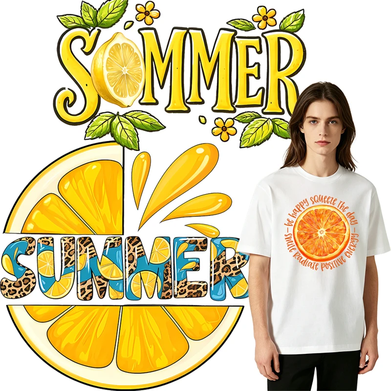 Summer Fresh DTF Clothing Stickers: Lemon  Coconut  Strawberry Orange DIY T-Shirts and Canvas Bags for Both Men and Women