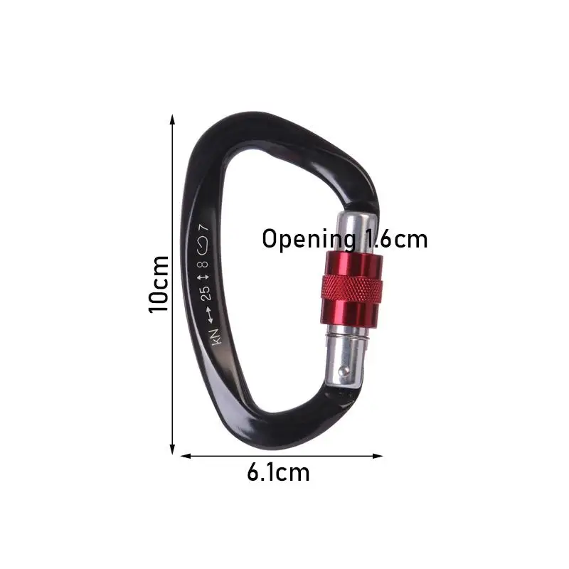 ~25KN Aviation Aluminum Mountaineering Caving Rock Climbing Key Hooks Screw Lock Carabiner D Shaped Safety Master Buckle