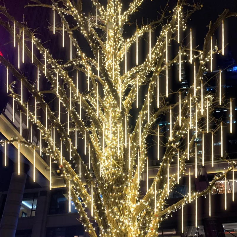 Chuveiro de meteoros luzes de natal decoração ao ar livre guirlanda 8/10 tubos led pendurado luzes da corda para jardim árvore festa feriado lâmpada