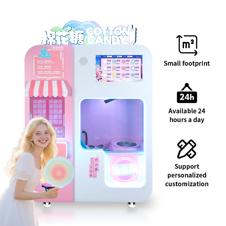 24-Hour Self-Service Smart Cotton Candy Vending Machines Outdoor Placement Pedestrian Street with Smart SDK
