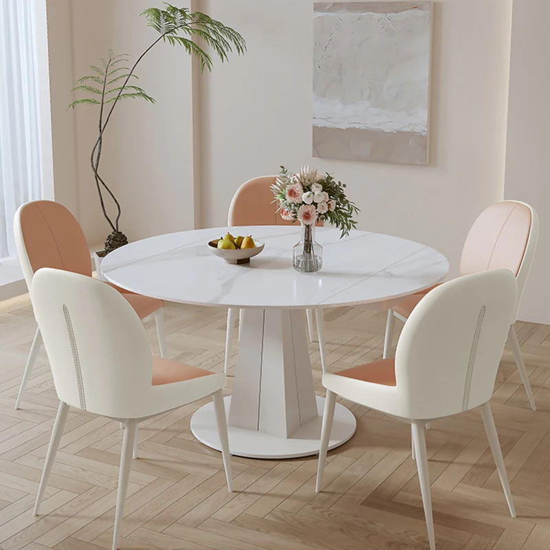 

Living Room Dining Table Set Armchair Ergonomic White Mobile Dining Room Sets Modern Design Comedores Mesa Plegable Furniture