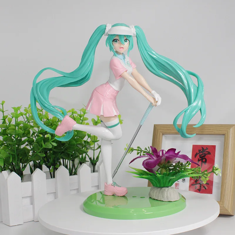Anime Hatsune Miku Model Summer Memories Action Figures Golf Chapter Miku Figurines Car Decoration Doll Model Kids Toys Gifts