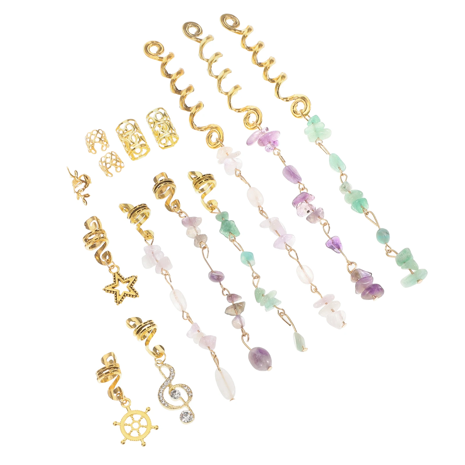 

DIY Metal Dreadlock Spring Hair Braids Accessories Shiny Crystal Stone Charm Jewelry for Party Wedding Hair Braid Decorations