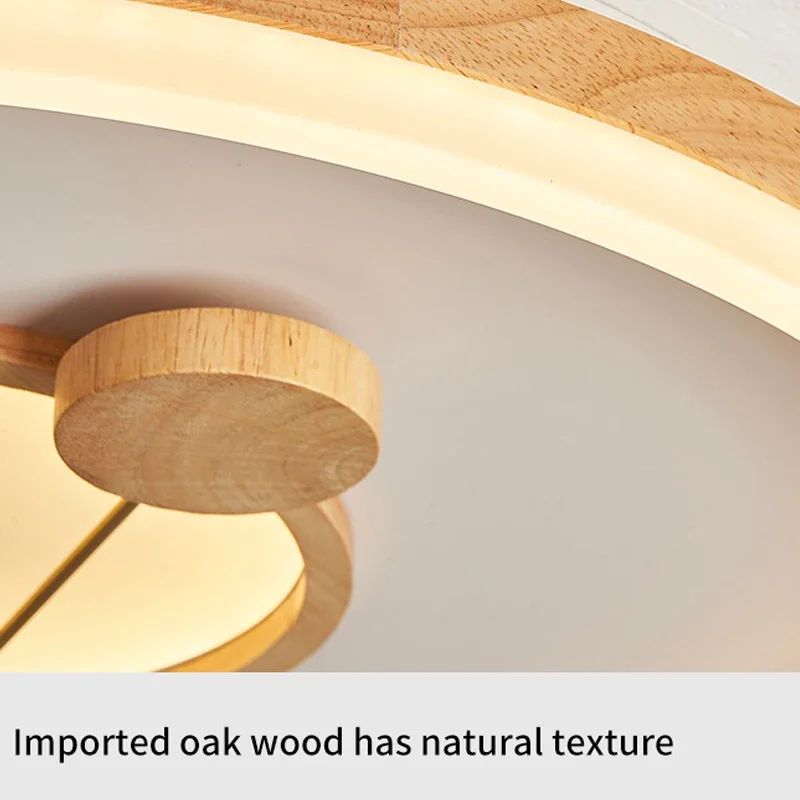 TechHPWooden Round Led Dimmable Ceiling Lights Bedroom Children's Room Modern Ceiling Lamp Led Indoor