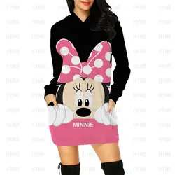 Disney Y2k Sweater Dress Kawaii Hoodie Mickey Elegant Dresses for Women Minnie Mouse Chic Woman Evening Mini Sexy Long Sleeves