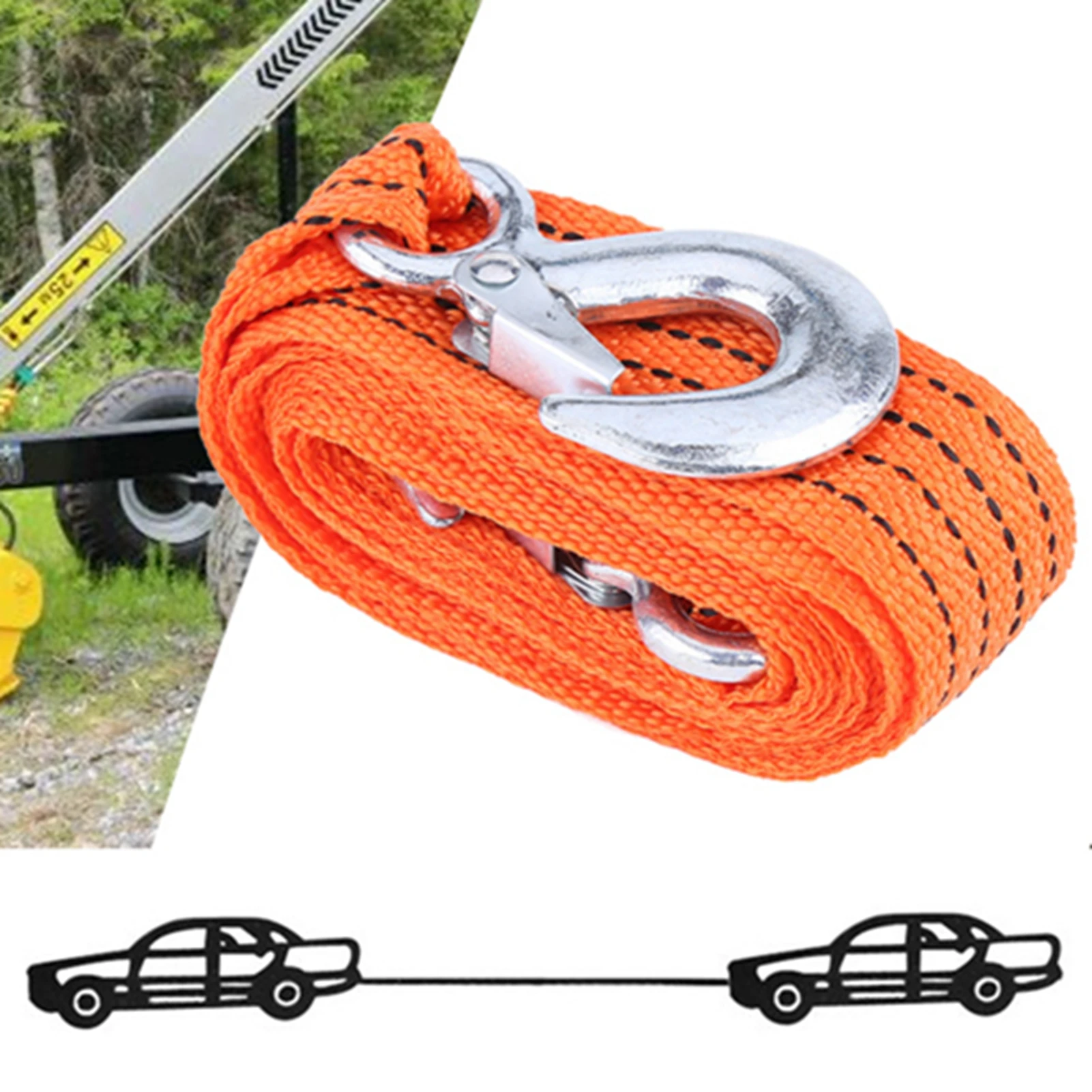 Tow Cable Towing Rope Tow Strap 4 Meter Load 3 Ton Car Trailer Towing Rope Strap Tow Cable with Hooks Emergency Vehicle Tool