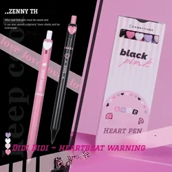 5PCS/Box Black Pink Gel Pen Sweet Love 0.5mm Ballpoint Black Ink for Writing Student Exam Pen Cute Stationery Kawaii Supplies