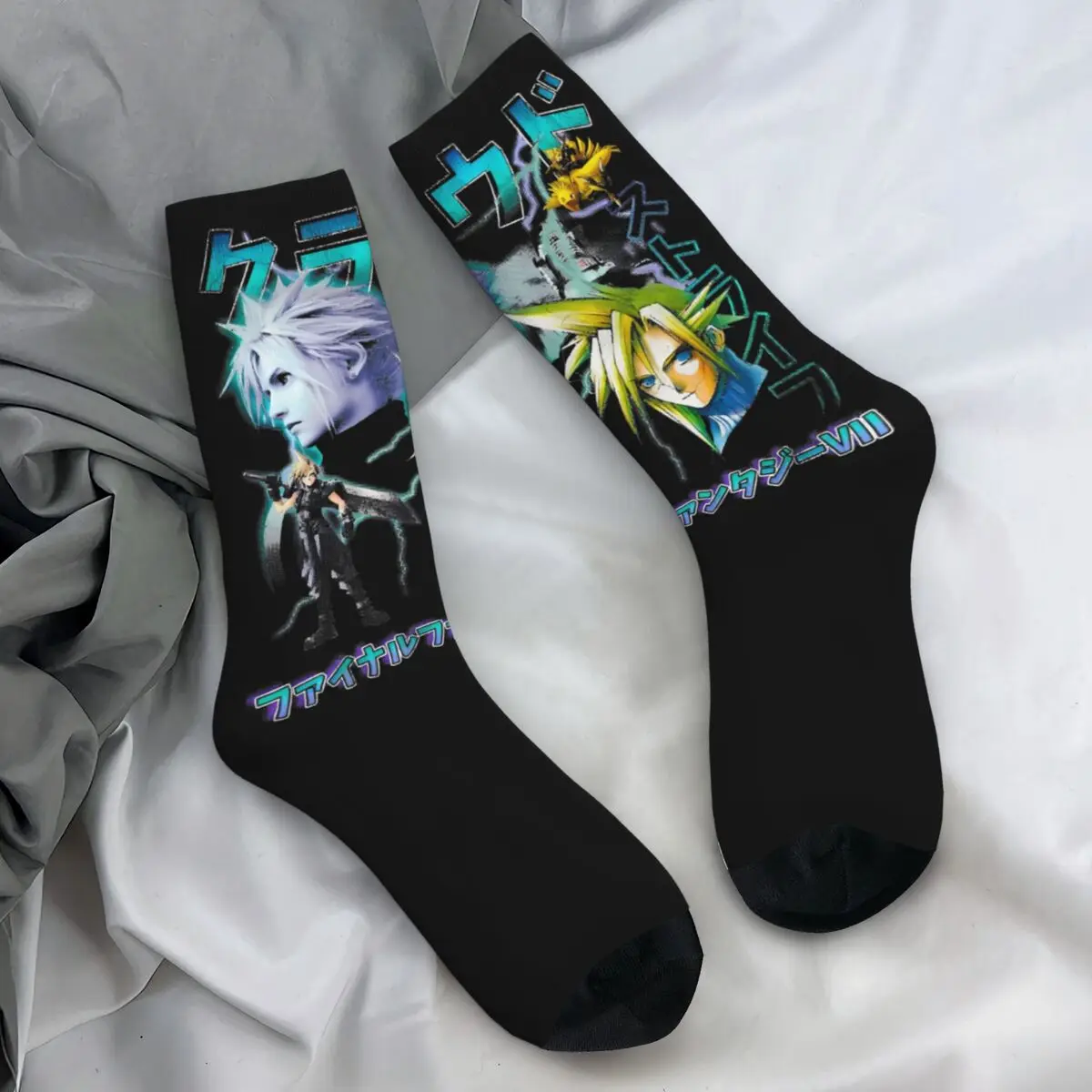 Cloud Strife Final Fantasy 7 Stockings Custom Korean Socks Autumn Anti Slip Socks Men's Running Sports Medium Soft Socks