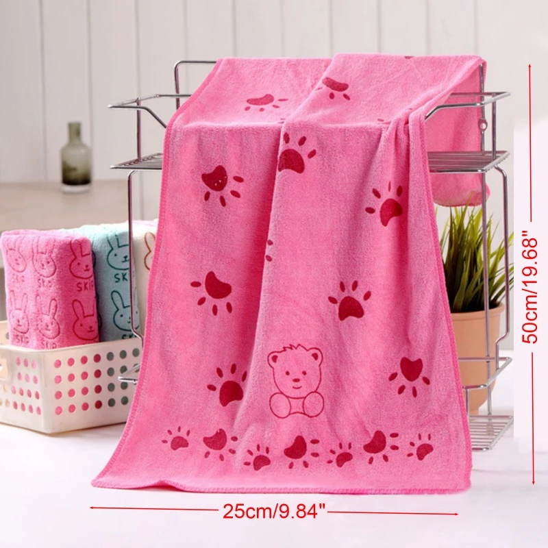 Kids Towel Solid Cartoon Printed Bath Face Washing Towel Toddler Children Versatile Soft Comfortable Absorbent Towel Washcloth