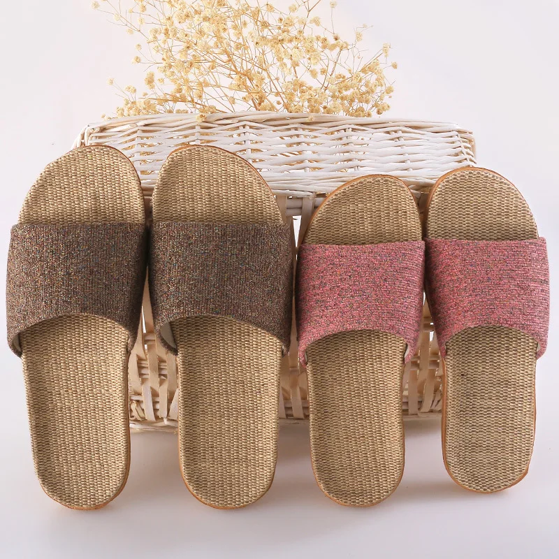 

Cotton Linen Slippers Home Couple Indoor Slippers Wooden Floor Home Non-slip Men and Women Thick Bottom Summer Cool