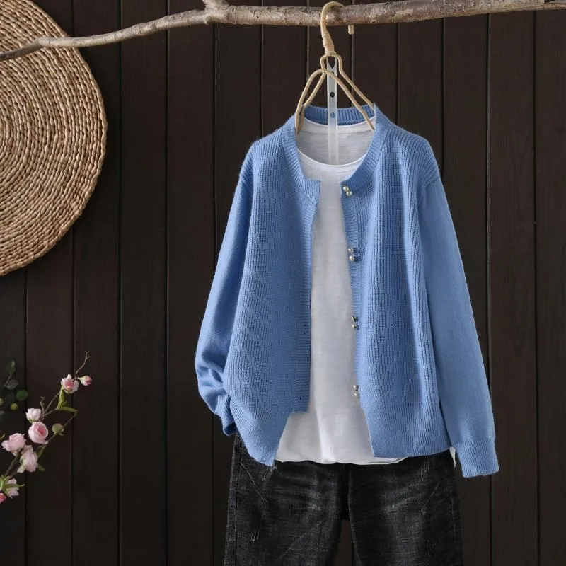 2026 New Knitted Cardigan Women's Autumn O Neck Loose Sweaters Ladies Long-sleeved Solid Color Casual Jacket Sweater Female