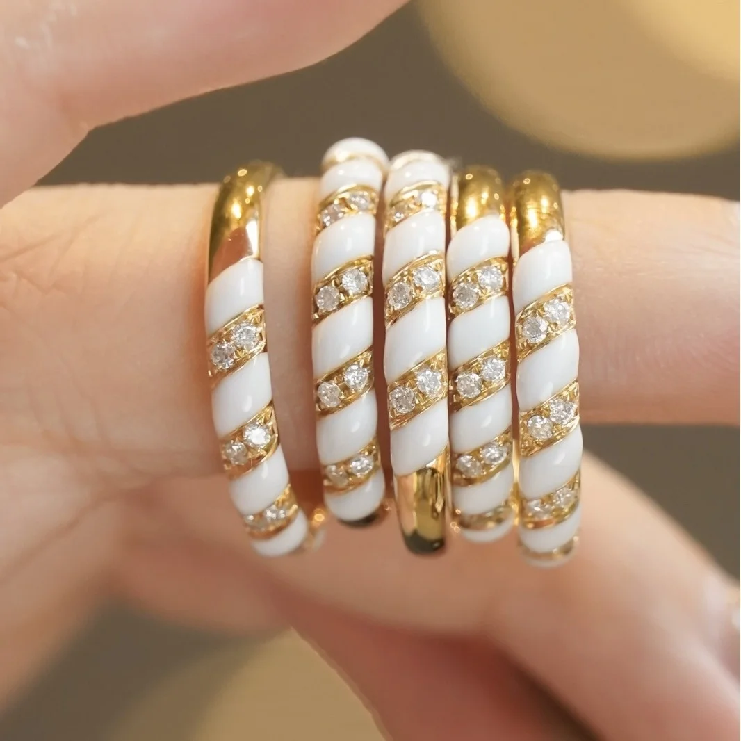 

Warm Minimalism 925 Silver White Black Ceramic Bold Finger Band Two-tones Black Gold Rings For Women Men Enamel Silver Jewelry