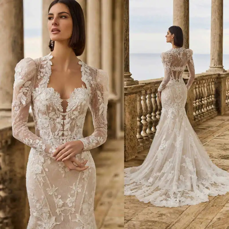 chic-victorian-bridal-jacket-high-choker-neck-geometric-lace-cutout-long-bell-sleeves-floral-appliqued-scallop-hem-wedding-event