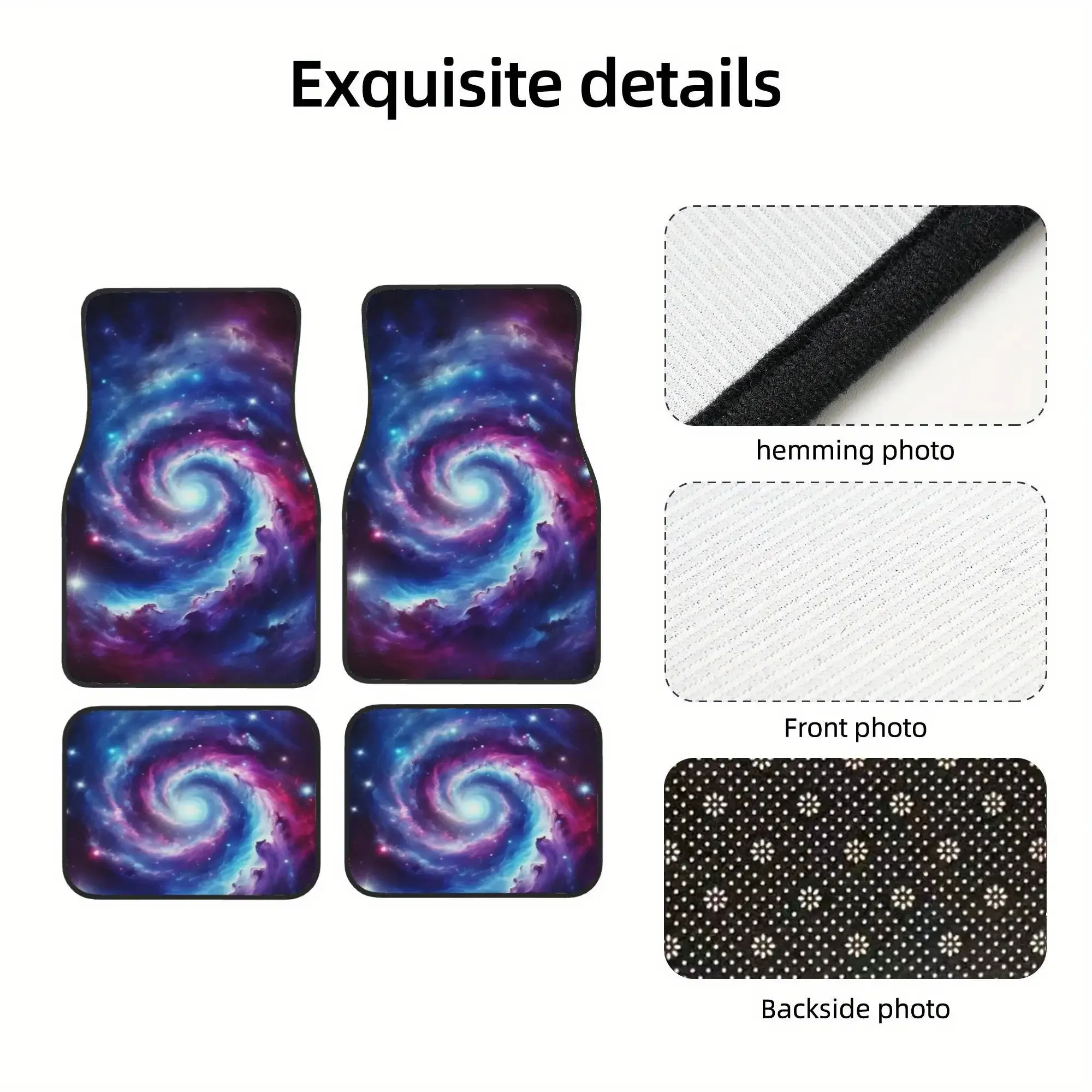 4pcs Spiral Galaxy Car Floor Mats - Stylish & Durable, Stain-Resistant, Non-Slip & Easy To Clean, Universal Fit For All Vehicles