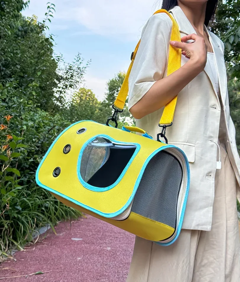 حقيبة محمولة لحمل الحيوانات الأليفة للكلاب الصغيرة والقطط في الهواء الطلق حقيبة قطط قابلة للطي قابلة للتنفس حقيبة كتف للقطط حقيبة حمل هريرة #4