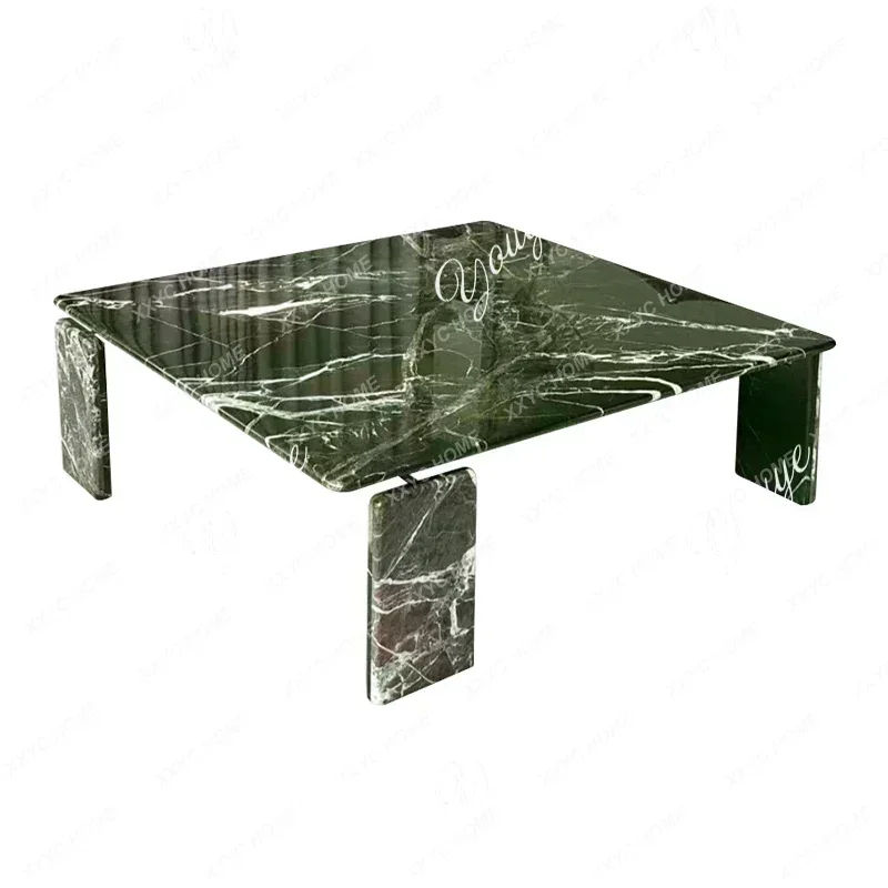 63 Luxury Stone Green Tea Table High-end Natural Marble Square  Living Room Villa Coffee Table
