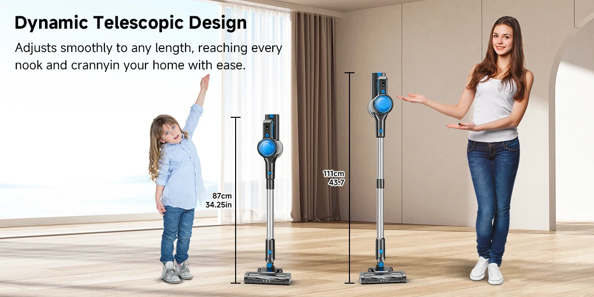 Honki 78KPa Powerful Cordless Vacuum Cleaner LED Display 45Mins Self Standing Stick Vacuum 1.5L Large Dust Cup for Pet Hair Carpet Floor