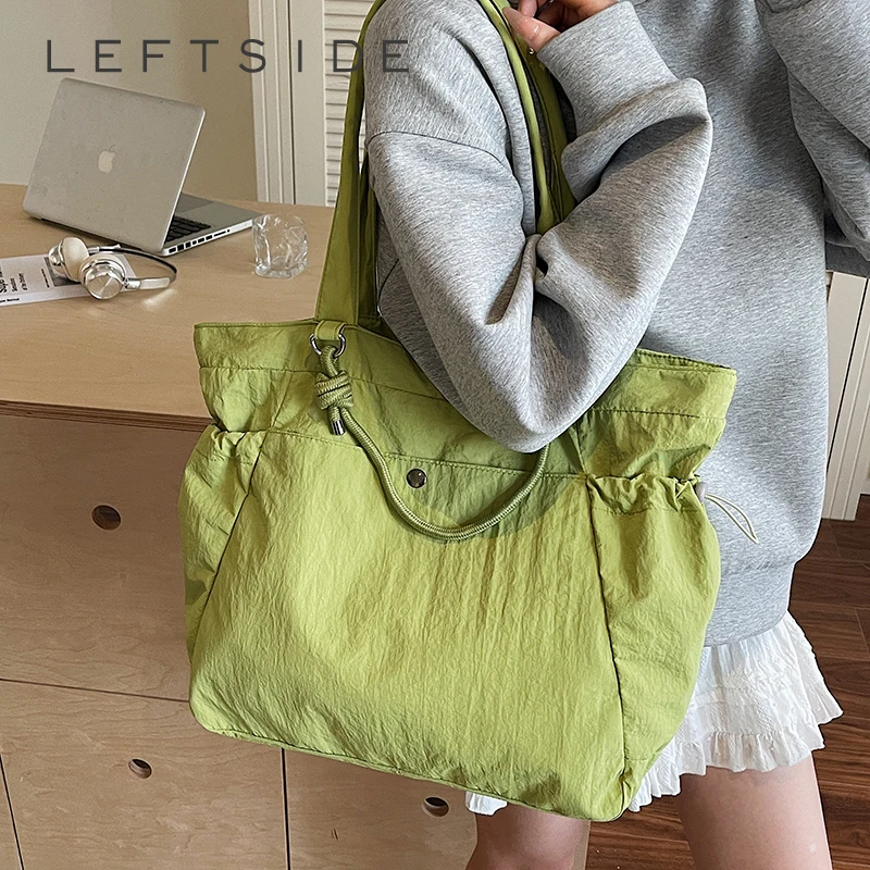 

LEFTSIDE Soft Cloth Shoulder Bags for Women 2025 Summer New Y2K Trend Travel Shopper Shopping Bag Females ​Handbags and Purses