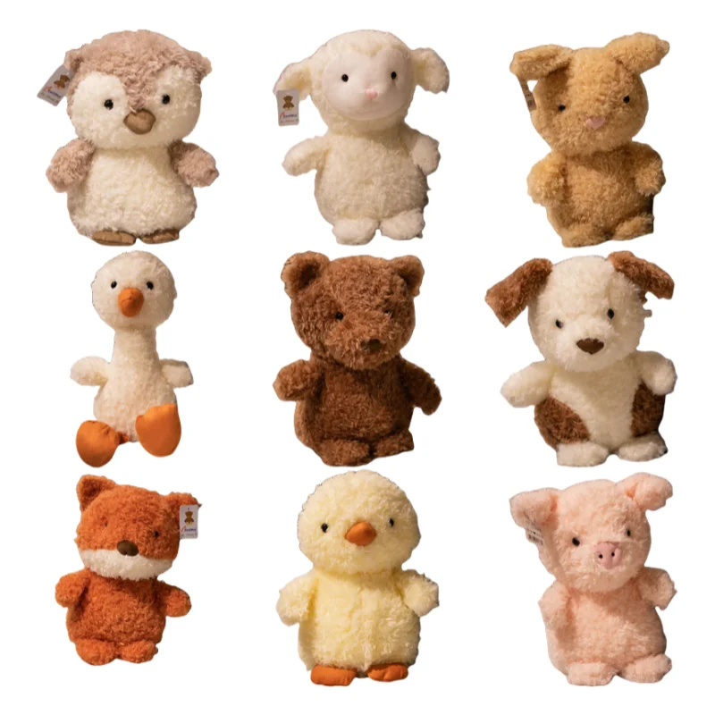 Cordero pollito zorro búho Animal de peluche serie de juguetes lindos animales de peluche muñeca suave peluche coleccionable decoración de guardería regalos para niños